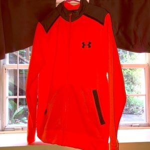 Orange under Amour jacket. Mens.